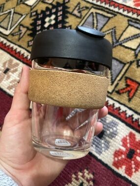 Keep Cup Reusable Glass Travel Cup with Black Lid and Cork Grip